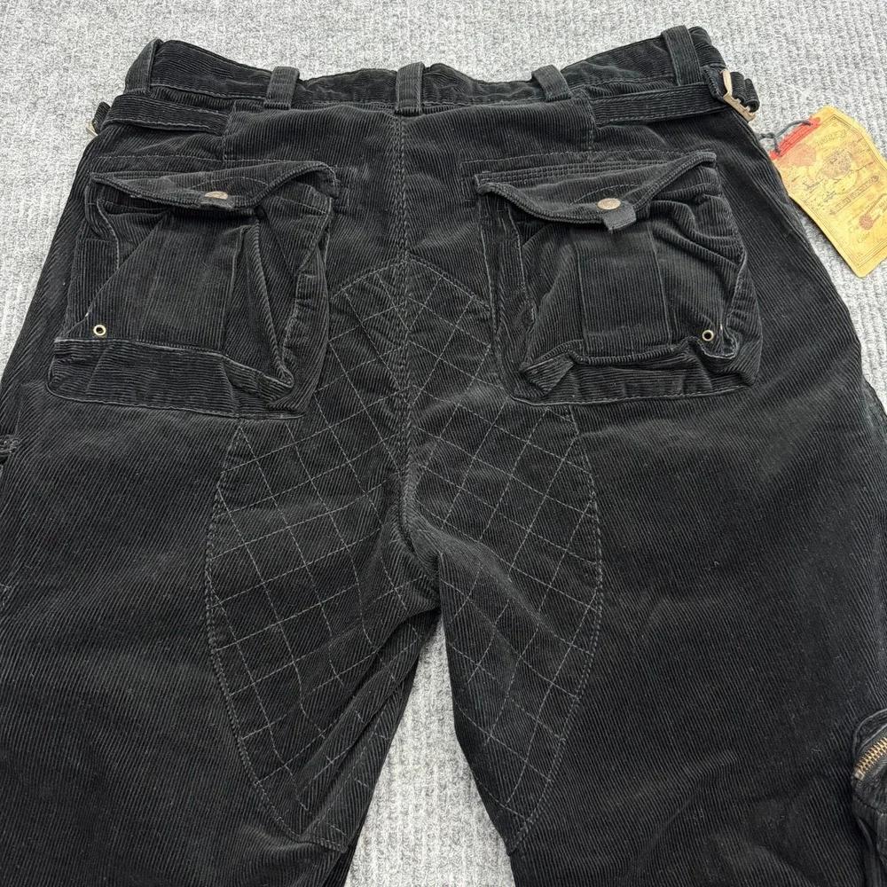 Vtg Polo Ralph Lauren Cargo Pants Mens 34x32 Black Paratrooper Corduroy Military
